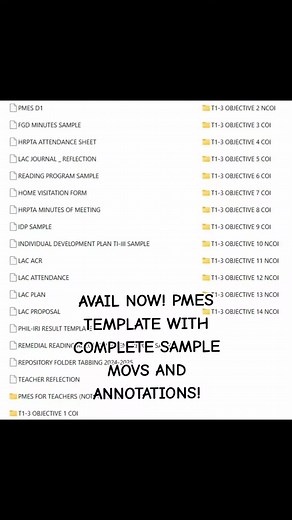 PMES Template for Teachers: Free MOVs & Annotations