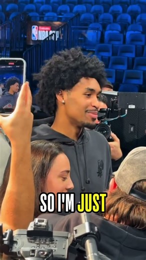 Dylan asking Steph a question at the podium on how he's gets to the rim so easily! 😂