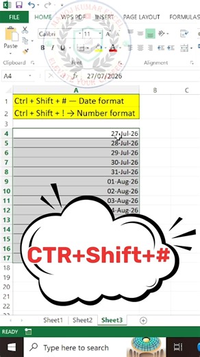 Excel Date & Number Format Shortcut Keys | Ctrl + Shift + # & Ctrl + Shift + ! #excel