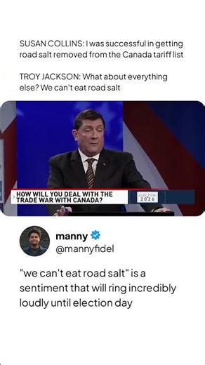 Troy Jackson to Susan Collins at the Maine debate: "We can't eat road salt"