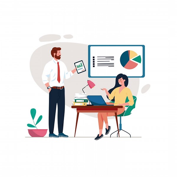 Office Analytics Animation Data Presentation in Action