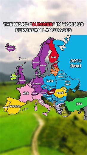 THE WORD "SUMMER" IN VARIOUS EUROPEAN LANGUAGES #comparison #language #map #europe #mapping