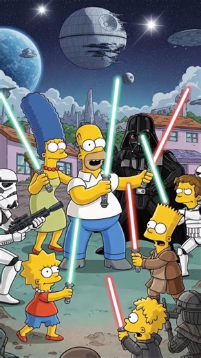 Epic Star Wars The Simpsons fighting duo
