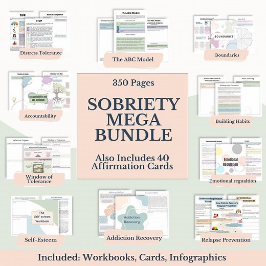 Addiction Recovery Workbook Bundle: CBT, Relapse Prevention (PDF Printable Worksheets & Affirmation Cards) - Etsy