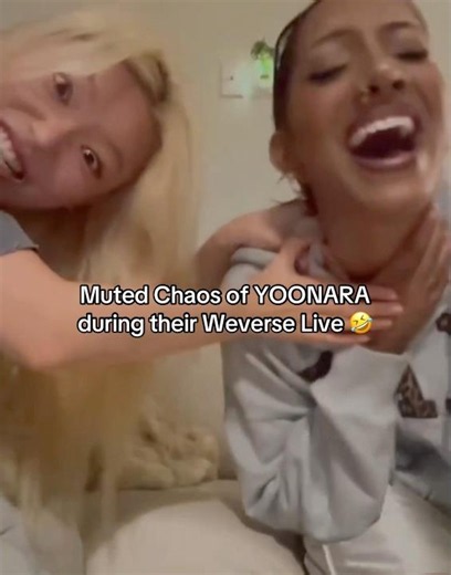 Muted Chaos of Yoonchae and Lara during their Weverse Live! 🤣 #KATSEYE