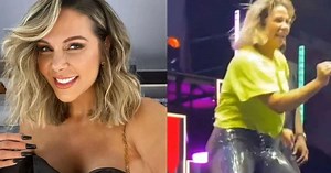 Carla Perez surpreende os fãs e dança no show de celebração aos 30 anos do 'É o Tchan'
