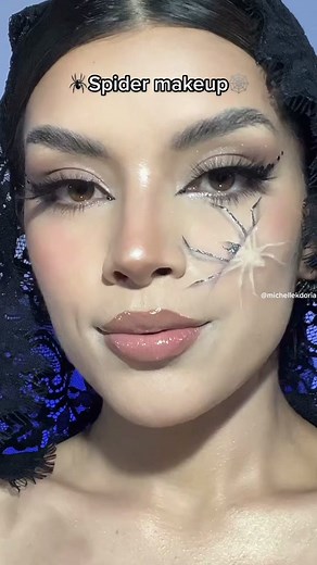 (My take on)*🕷Spider makeup tutorial 🕸It's more like spider crawling from under the skin make up. ☺️ It was my first time doing the 3-D spider makeup style, so I think it came out pretty decent 🙈 Products: @karlacosmetics Karla brush set @tartecosmetics in bloom palette @maybelline infallible concealer, Tiny brushes and rhinestones in my storefront ✨eye shimmer @kaleidosmakeup scape pod palette @caiacosmetics* champagne highlighter #spidermakeup #arañamakeup #halloweenmakeup #spidermakeupsfx 