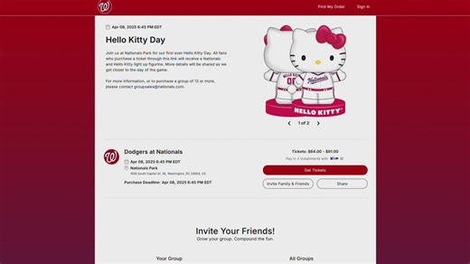 Hello Kitty Day at Nationals Park sells out
