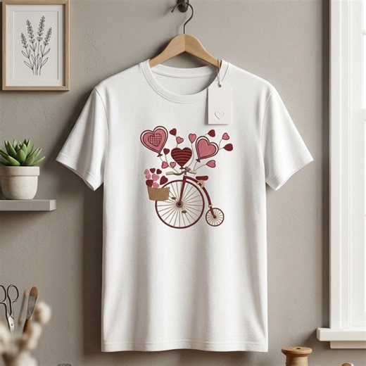 Valentine Heart Bicycle Embroidery Design | Love Bike Machine Embroidery File | Digital Download 3.5"-7.5" - Etsy
