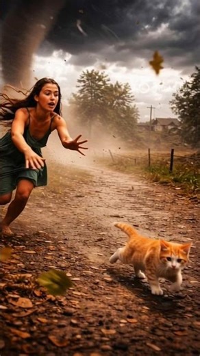 The girl is running to catch her cat #cat #shorts