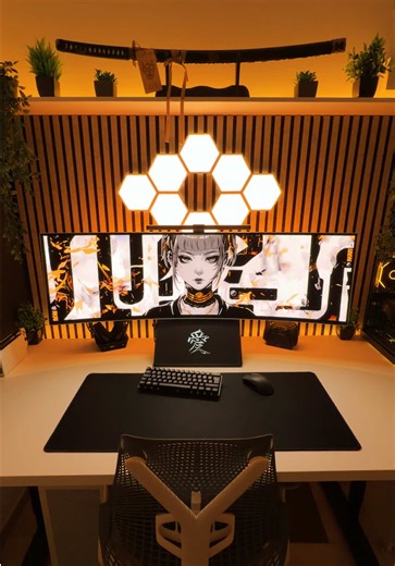 Stylish Golden Gaming Setup for Enhanced Focus