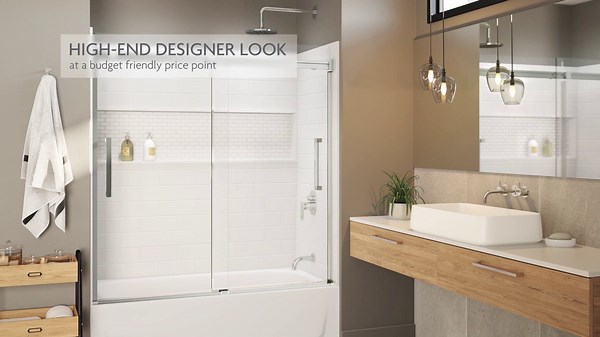 Bootz Industries Maui NexTile 60 in. L x 30 in. W x 77 in. H Alcove Bathtub and Shower Stall Combo Kit with Left Hand Drain in White BTZ-MAUI-L-NXT