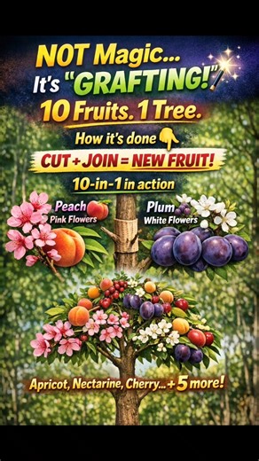 “NOT Magic…It’s GRAFTING! ✨”“10 Fruits. 1 Tree” #grafting #graftingresult #graftingtips #agriculture