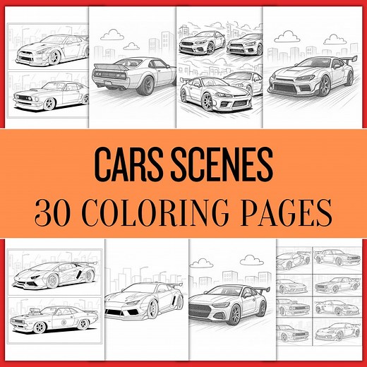 Fast Cars Coloring Pages, Sports Car Coloring Book, Racing Car Coloring Sheets, Car Coloring Pages, Printable Car Coloring Pdf - Etsy