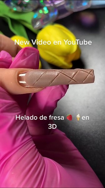 3D Ice Cream Cone Nail Art Tutorial | Acrylic Nails Designs