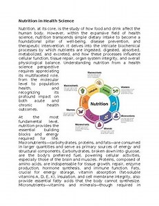 Nutrition Health Worksheet for Sub-Plan or Classwork & Homework