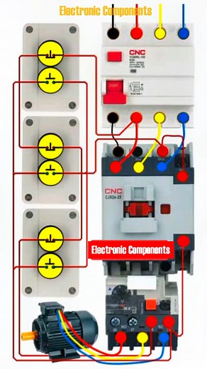 4.6K views · 70 reactions | Controlling (ON/OFF)Power AC Contactor from 3 places #electroniccomponents #reelvideo #viralreel #reelsfb #Electronics #fbreels #WatchNow #electricalwork #electrician #videos | 퐄퐥퐞퐜퐭퐫퐨퐧퐢퐜 퐂퐨퐦퐩퐨퐧퐞퐧퐭퐬 | Facebook