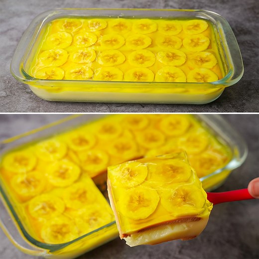 1M views · 1.8K reactions | No Bake Banana Jello Slice Recipe | Banana Jello Dessert Pudding Recipe | Yummy Recipes | Facebook
