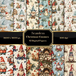 Christmas Gnome Seamless Digital Paper: Holiday Background (commercial Use) - Etsy