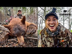 Girl Shoots BIG COLOR BEAR With Bow!!! - First Time Bear Hunting