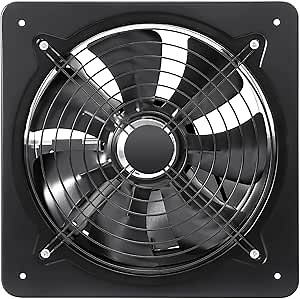12 Inch Exhaust Fan Wall Exhaust Fan 125W Ventilation Extractor Fan for Kitchen, Bathroom Metal Extractor Fan for Attic, Garage, Window Ventilation