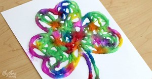 Rainbow Watercolor Raised Salt Paint Shamrock Art Project