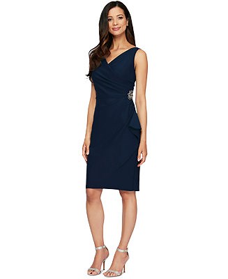 Alex Evenings Women's Contour Embellished Ruched Dress - Macy's