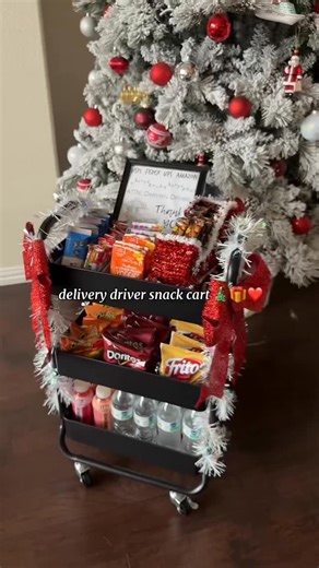 Anna | snack cart for the delivery drivers 💕🎁🎄 I had wayyyy too much fun making this & it gives me life watching them get their snacks when they... | Instagram