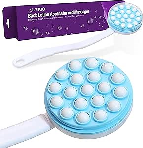 Lotion Applicator for Back - Back Lotion Applicator for Women and Men - 19 Massaging Rollers for Soothing Relief - Long Handle, Easy Application - Ideal for Elderly, Perfect for Cream & Lotion