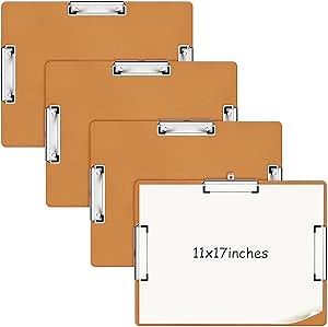 Tenceur 4 Pcs 11x17 Clipboard Three Clip Tough Extra Large Clipboard Horizontal Clipboard 11x17 Drawing Clipboard for Office Home Teachers Supplies