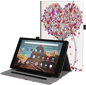 Fintie Case for Amazon Fire HD 10 Tablet (Compatible with 7th and 9th Generations, 2017 and 2019 Releases) - [Multi-Angle Viewing] Folio Stand Cover with Pocket Auto Wake/Sleep, Autumn Love