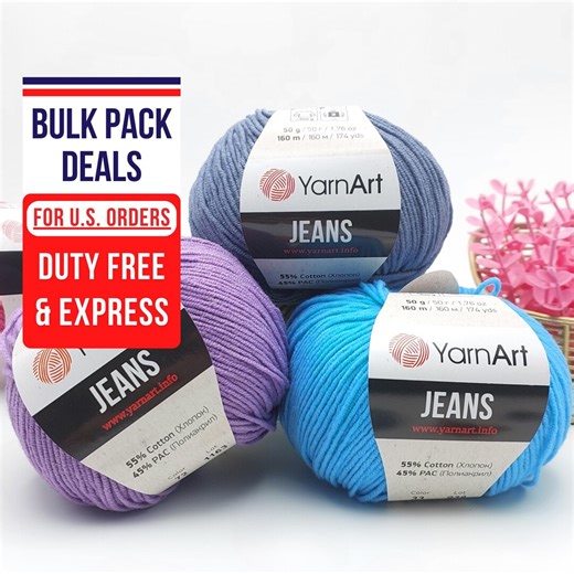 Yarnart Jeans Yarn 50g – Soft Cotton Blend Skein for Amigurumi, Crochet & Knitting - Etsy