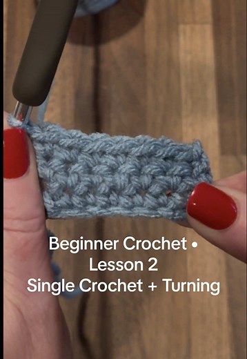 Beginner Crochet Series – Lesson 2 🧶 Here’s the slow, step-by-step tutorial for single crochet AND how to turn your work. Perfect for absolute beginners — save this for later and follow along at your own pace 💗 #crochettutorial #beginnercrochet #learntocrochet #singlecrochet #crochetforbeginners