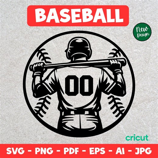Baseball Player SVG, Jersey Number Baseball Design, Sports Team Shirt SVG PNG, Cricut Cut File, Printable Baseball Digital Download - Etsy
