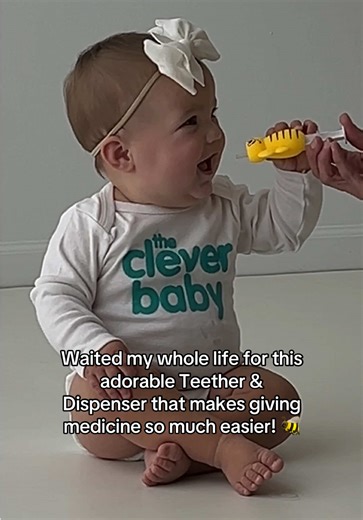 Waited my whole life for this adorable Teether & Dispenser that makes giving medicine so much easier! 🐝 #viralbaby #babycare #babyproducts #thecleverbaby