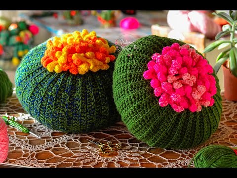 ( Cactus cushion ) Step by step in crochet