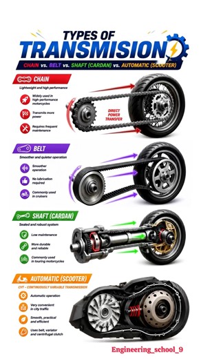 Types of Motorcycle Transmission Explained 🏍️ | Chain vs Belt vs Shaft vs Automatic CVT⚙️😱