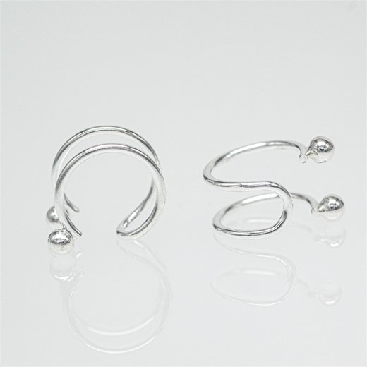Double-line Ear Cuffs Sterling Silver Minimalist Cartilage Hoops S-shape Fake Helix Rings - Etsy