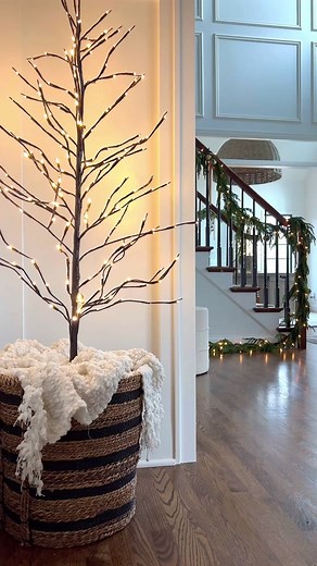 One of my go to holiday decorating tips is to put a tree in a basket or pot. Indo this with larger trees and even smaller trees to display on coffee and console tables! Tap the link in my bio to shop #holidaydecorating #christmasdecor #holidayhomedecor #christmasdecoratingtips