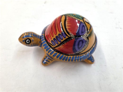 Hand-painted Ceramic Turtle Stash Box – Handmade Mexican Artisan Trinket, Key, Ring & Jewelry Container With Lift-off Lid - Etsy