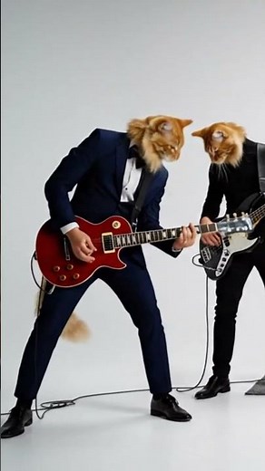 Cats Perform an Epic Rock Song #rockmusic #catdancing #aivideo