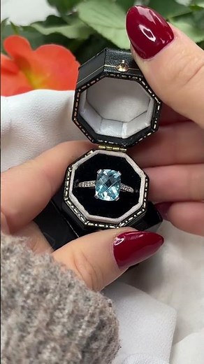 Art Deco Style Blue Topaz and Diamond Ring