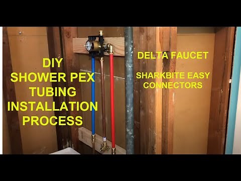 How to - Install a Shower Valve using Pex Tubing Plumbing & Sharkbite connectors EASY - DELTA Faucet