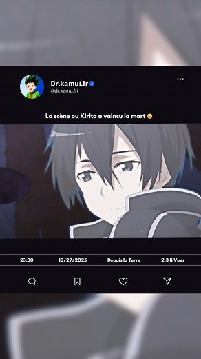 🔥 Suivez @dr.kamui pour l'anime où les mondes virtuels deviennent des champs de bataille pour la survie ⚔️💥 Nom de l'anime : Sword Art Online Évaluation : 8,5/10 Épisodes : 96 Saisons : 4 Genre : Action, Aventure, Fantastique, Romance, Science-fiction Statut : En cours ⚔️ Lorsque des milliers de joueurs se retrouvent piégés à l'intérieur d'un jeu VR mortel, Kirito doit se frayer un chemin vers la liberté - où chaque bataille pourrait signifier la vie ou la mort. 💡 Dans ce monde, ce n'est pas 