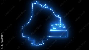 map of lafayette in Indiana with a neon effect that glows blue