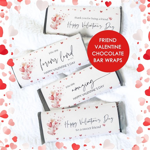Valentine Friend Candy Bar Wraps Printable, Valentine Gift for Friend, Chocolate Bar Wrappers, Galentines Gift, Valentines Party Favor - Etsy