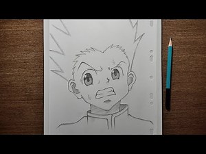 how to draw Gon for beginners - step by step | hunter x hunter drawing pencil