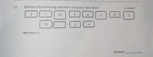Perform the following operation using your calculator:2   (-)... | Filo