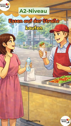 Deutsch A2 🇩🇪 | Dialog Essen auf der Straße kaufen. Ein einfacher Alltagsdialog auf Deutsch (A2). Perfekt für Hörverstehen & Sprechen üben. 👉 Folge für mehr Deutsch-Videos! #dialog #deutschlandtiktok #germanytiktok #deutschesprache #deutschlernen