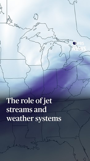 The jet stream is a river of winds in the upper atmosphere that weaves around the north and south poles. "The purpose of the jet stream is to balance and distribute heat in the atmosphere. Near the equator, it's much warmer. The warm air rises. Near the North Pole, it is much colder. The cold air sinks," says Matthew Cappucci, a meteorologist at MyRadar. Cappucci breaks down the role jet streams play in weather systems. | PBS NewsHour